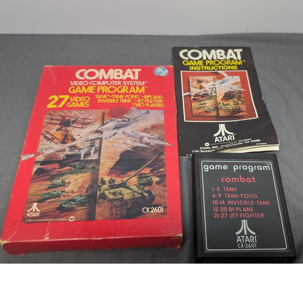 Atari Combat CX2601 Atari 2600 Game Cartridge CIB Vintage Retro Video Game